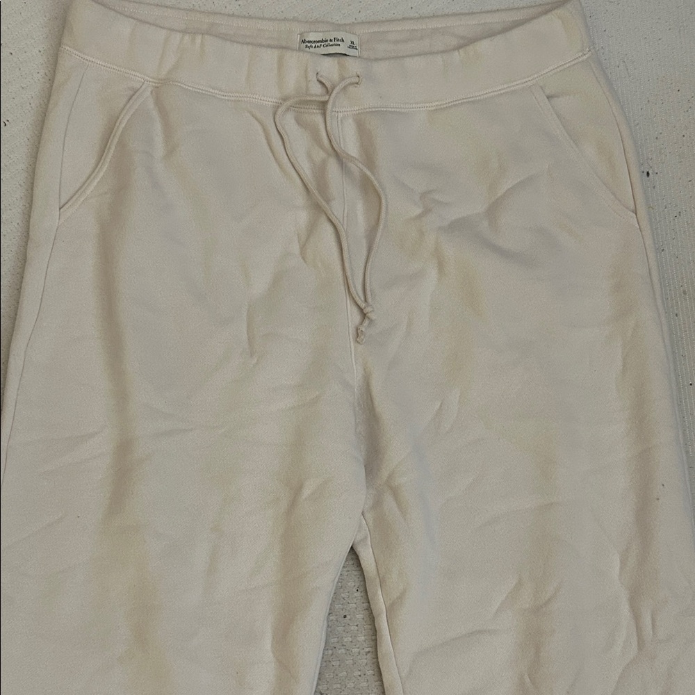 Abercrombie & Fitch Cream Wide Leg Sweatpants